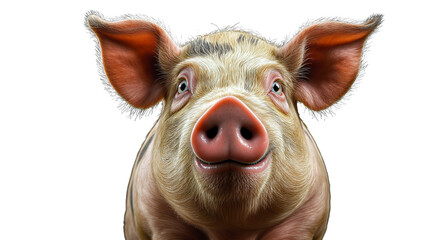 Smiling Pig Portrait with Black Background