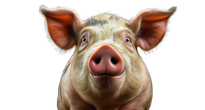 Smiling Pig Portrait with Black Background