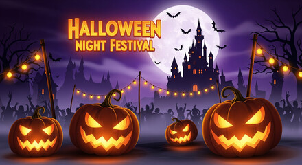 Halloween Night Festival Poster — Spooky Celebration Art