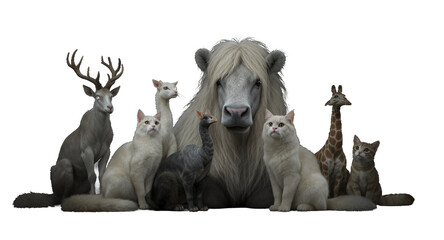 Surreal Group Portrait of Various Animals