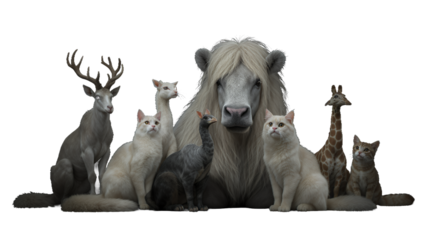 Surreal Group Portrait of Various Animals