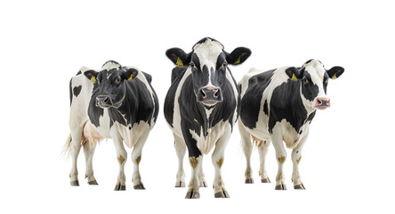 Three Dairy Cows in a Studio Setting