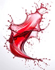 Red liquid splash in motion