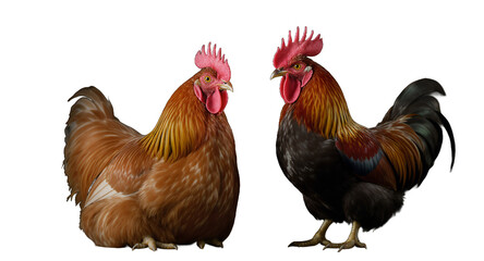 Two Roosters Facing Each Other