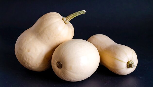 Three Butternut Squash on Black Background - Powered by Adobe