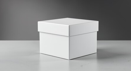 Naklejka premium A simple, minimalist white gift box on a neutral background