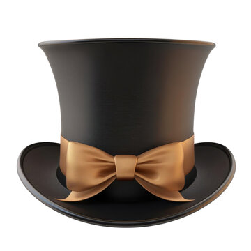 AI Image A sleek black top hat adorned with a shimmering gold band poised against a dark