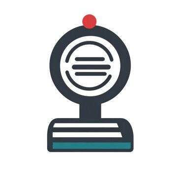 AI Image A stylized abstract device with circular elements and a prominent red indicator dot on a