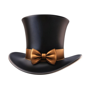 AI Image A Sleek Top Hat with Bronze Ribbon and Bow on a Dark Background Creates an Aura of