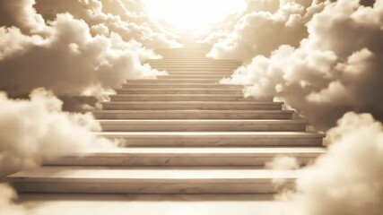 Stairway to Heaven Ascending into Bright Clouds and Sunlight. - Powered by Adobe