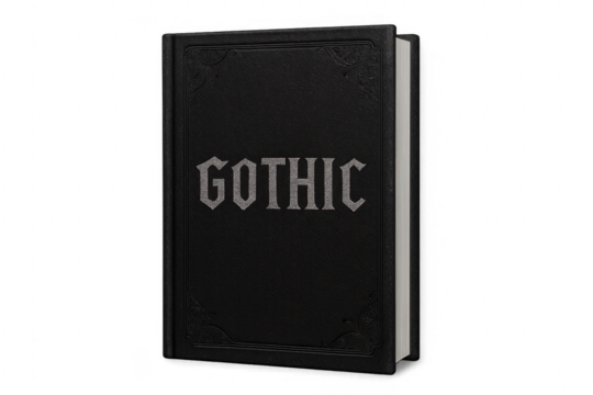 Gothic themed book with black leather cover