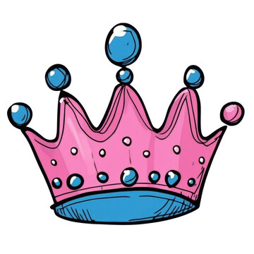 AI Image pink crown adorned with vibrant blue gems against a stark black background illustration