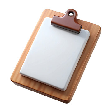 Wooden clipboard blank paper isolated on transparent background transparent background