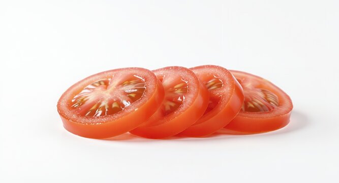 Slices of Fresh Tomato on White Background