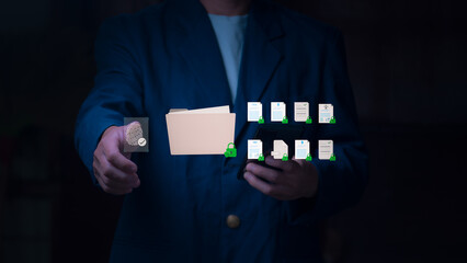File management and encryption with fingerprint, PIN, or biometric security to protect documents from cyber attacks and ransomware threats