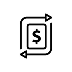 Dollar bill with circulation arrows symbolizing recurring payment, money transfer, and financial transactions for business and banking