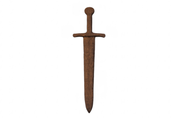 Rusty medieval sword on a transparent background
