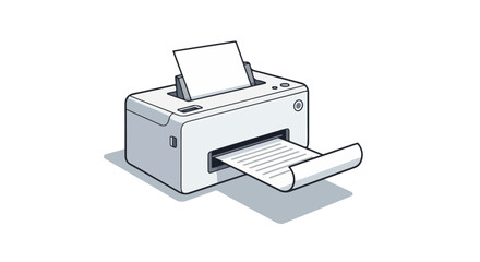 Modern Office Printer Printing Document with Paper Output