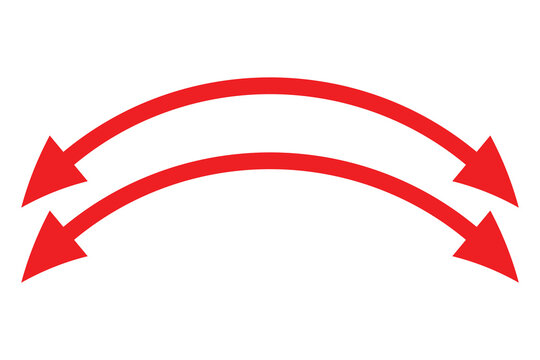 Double Sided wave curved long Arrow icon, two sided wave long arrow icon, double curved arrow icon, vector illustration.