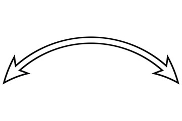 Double Sided wave curved long Arrow icon, two sided wave long arrow icon, double curved arrow icon, vector illustration.