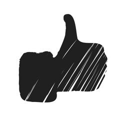 Black textured hand giving thumbs up in cartoon vector style. Clip art for approval, feedback or motivational design themes