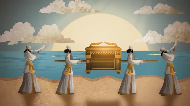 priests carrying the ark of the covenant