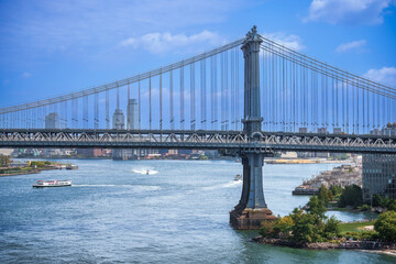 Manhattan Bridge between Manhattan and Brooklyn during sunset, NewYork city, New York, United States of America, USA, 4k, wallpaper desktop 