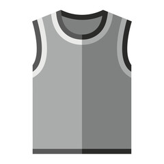 Gray sleeveless shirt with white collar trim