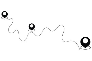 location icon, Route location icon, map pointer with pin icon, map location icon, start and end location journey symbol vector.