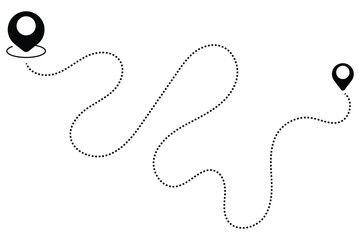 location icon, Route location icon, map pointer with pin icon, map location icon, start and end location journey symbol vector.