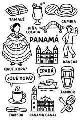 Panamá Travel and Culture Doodle Set