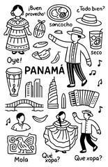 Panamá Travel and Culture Doodle Set