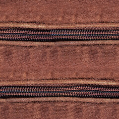 Seamless 4k photo texture of brown colored fleece material with zippers. © breakermaximus