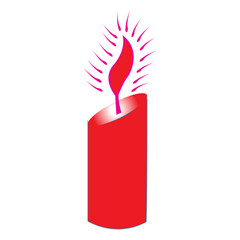 Red candle vector illustration with glowing flame and decorative sparks, spiritual, memorial and celebration symbol for design use