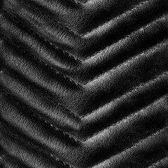 Fototapeta premium Seamless 4k photo texture material of ornate quilted black leather surface.
