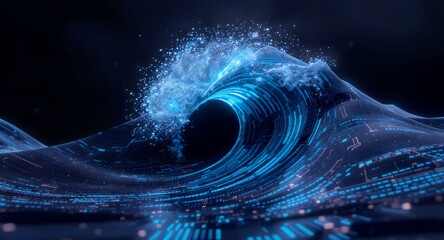 Abstract Digital Wave Futuristic 3D Render