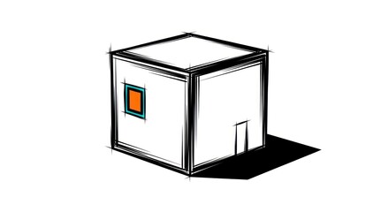 Architectural cube illustration modern design concept on white background
