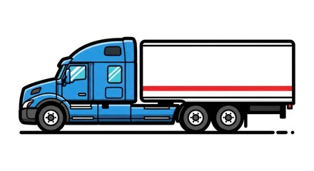 Blue semi truck vector illustration for cargo transportation and logistics