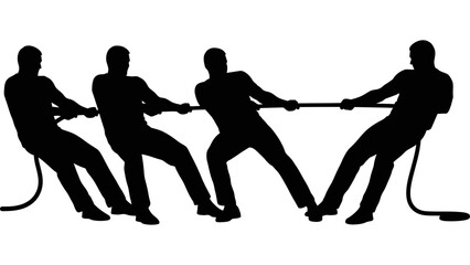 silhouette of a tug of war