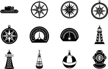 Diver elements isolated on white background