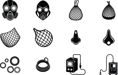 Diver elements isolated on white background