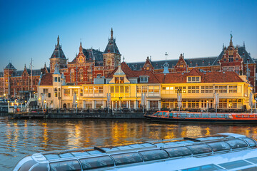 Amsterdam Centraal station, the largest railway station in Amsterdam, North Holland, the Netherlands