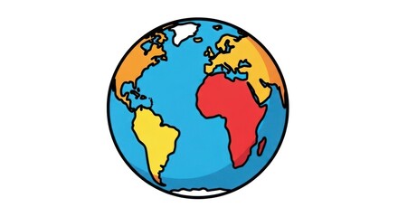 Colorful illustration of the earth isolated on a white background for design use