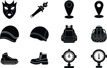 Diver elements isolated on white background