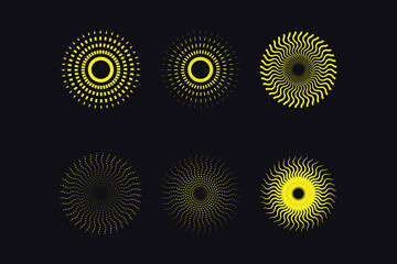 set of Sunburst and starbrust icon. retro and abstract sunburst icon set. sun icon set, Sunrise Icon, vector illustration.