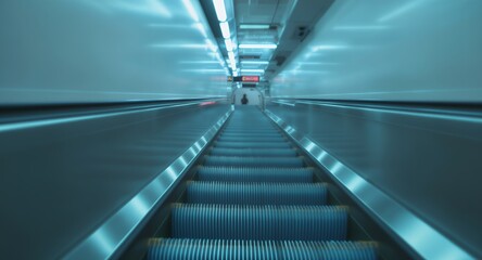 Obraz premium Escalator Perspective, Futuristic Urban Transportation