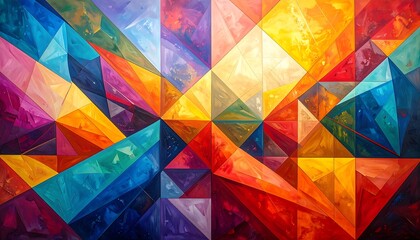 Abstract geometric art with vibrant colors and dynamic shapes, a colorful composition