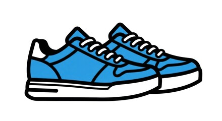 Pair of modern blue and white sneakers isolated on white background