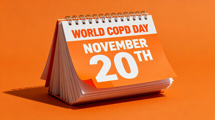 The calendar marked on November 20th represents the concept of World COPD Day and date commemoration, which is suitable for medical and health promotion scenarios.
