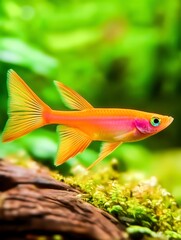 Obraz premium Colorful Tropical Fish Swimming Gracefully in a Vibrant Natural Aquarium Setting